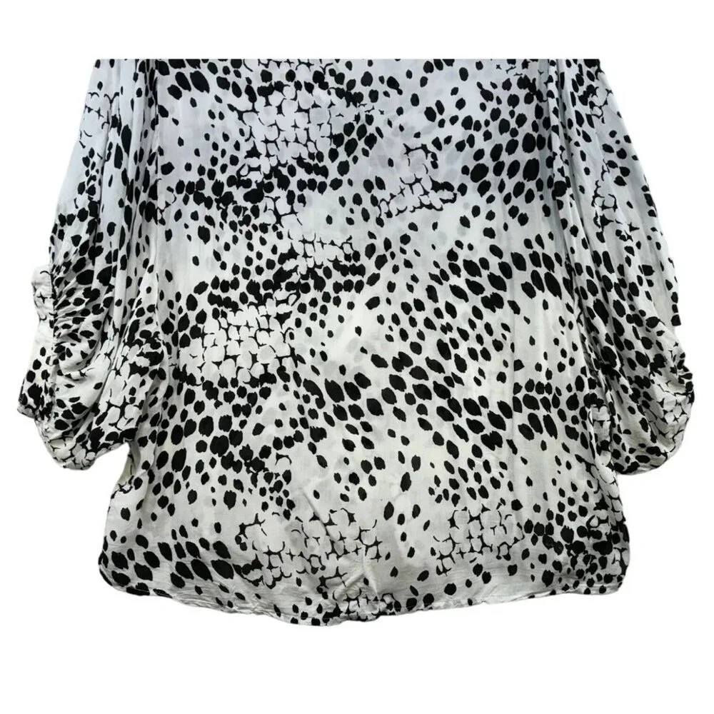 Express Womens Polka Dot Blouse Size M  Black & White - Picture 9 of 11